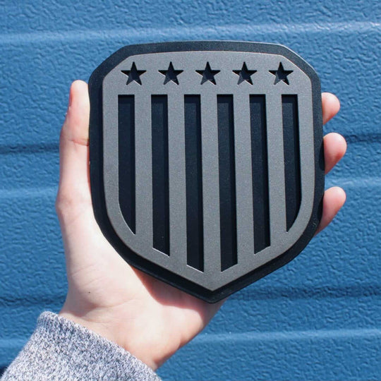 Vertical Flag Shield Emblem - RAM® Trucks, Grille or Tailgate - Fits Multiple Models and Years