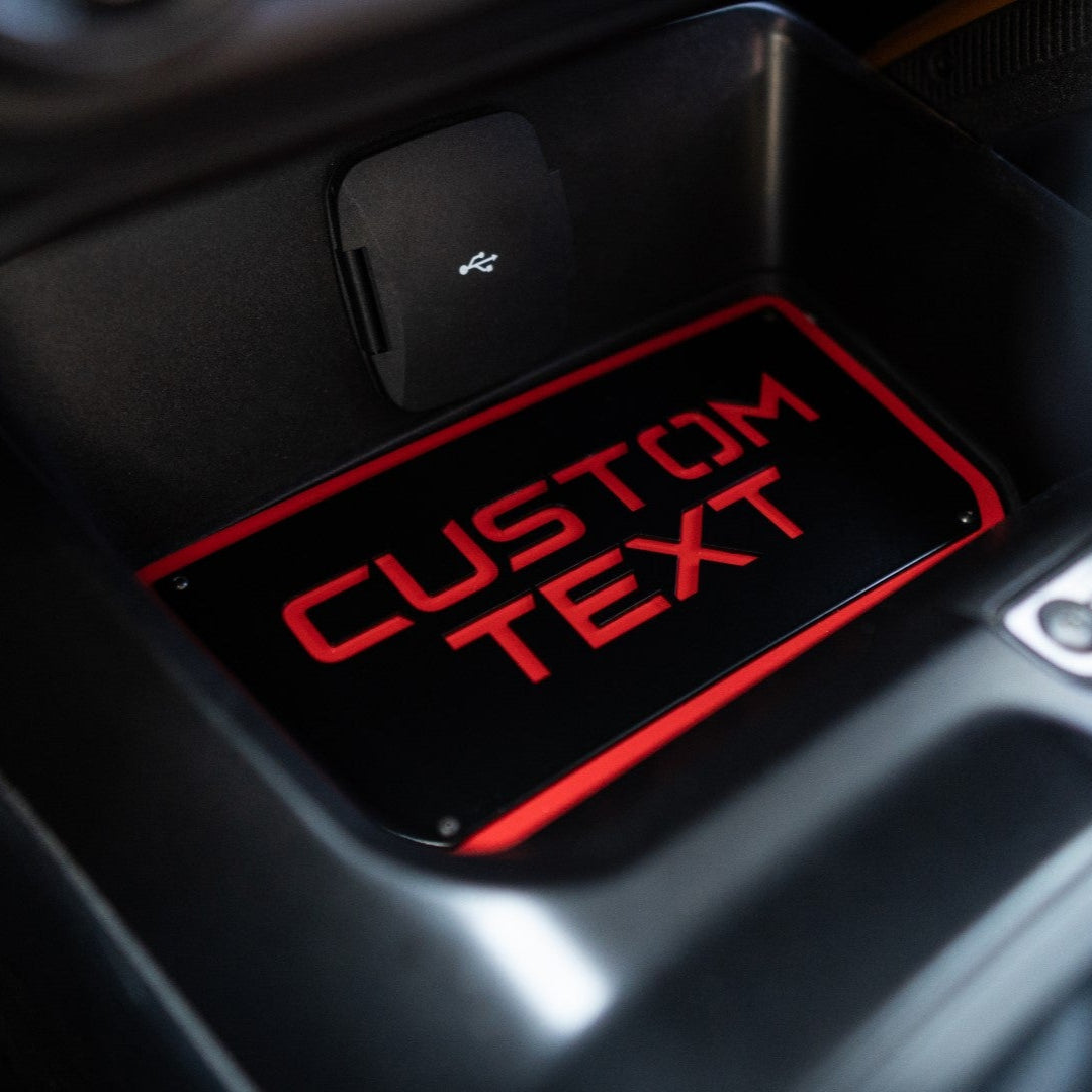 Emblema de texto personalizado para consola frontal: aluminio recubierto de polvo, totalmente personalizable