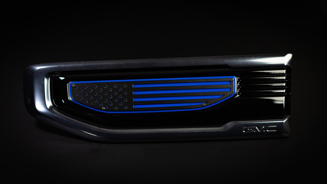 American Flag Emblem Inserts - Pair - Fits 2019+ GMC® Sierra® 1500 (Does not include OEM Badge)