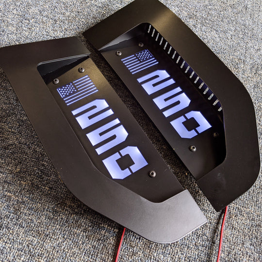 LED Fender Badge Replacements - Black - American Flag 250, 350, 450 - Fits 2017 - 2022 Ford® Super Duty®