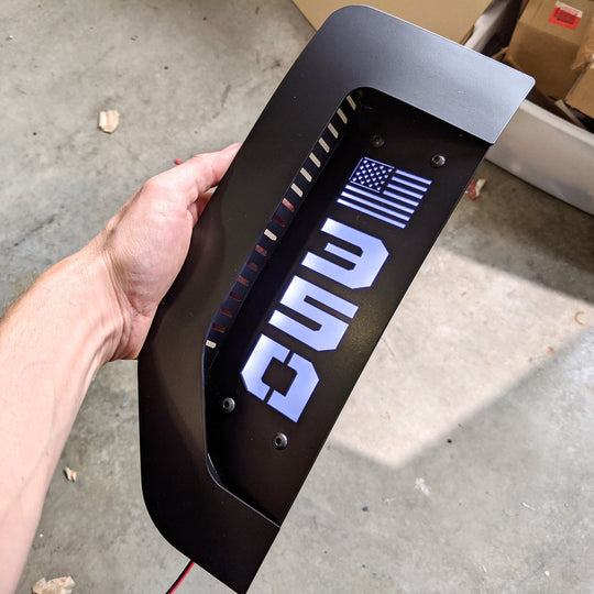 LED Fender Badge Replacements - Black - American Flag 250, 350, 450 - Fits 2017 - 2022 Ford® Super Duty®