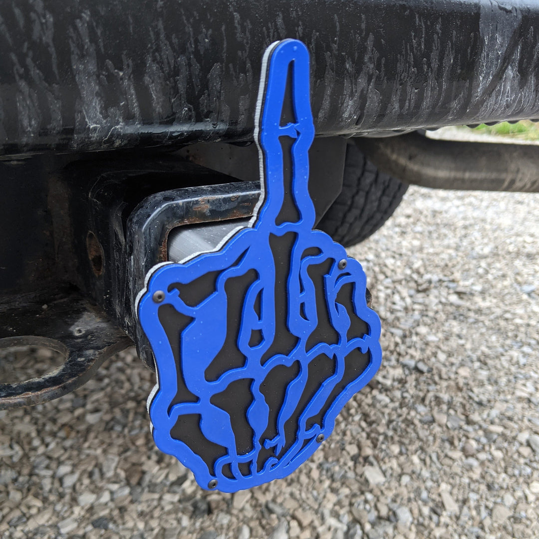 Skeleton Middle Finger Hitch Cover - Fully Customizable