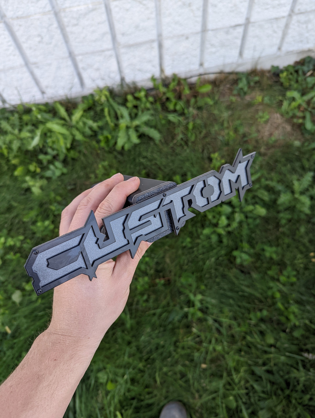 Custom Text Hitch Cover - Aggressive Font - Powder Coated Aluminum - Fully Customizable