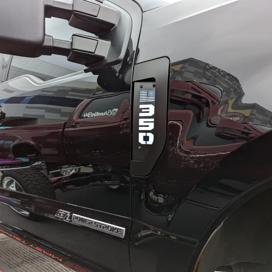 LED Fender Badge Replacements - Black - American Flag 250, 350, 450 - Fits 2017 - 2022 Ford® Super Duty®