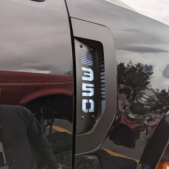 LED Fender Badge Replacements - Black - American Flag 250, 350, 450 - Fits 2017 - 2022 Ford® Super Duty®