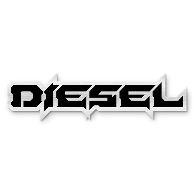 Custom Diesel Text Emblem - Powder Coated Aluminum - Choose Your Colors