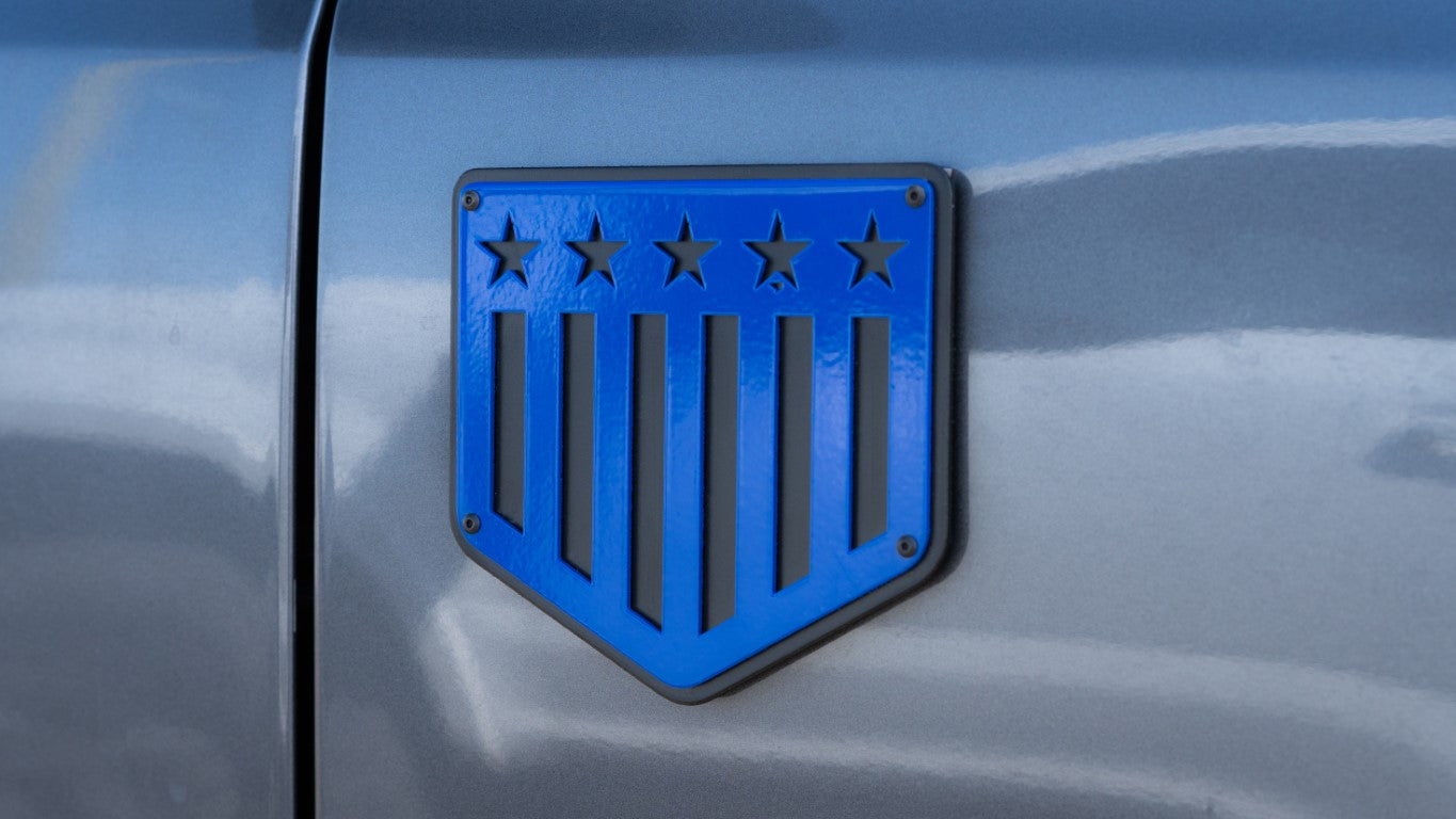 American Flag Bronco® Emblem (Pair) - Powder Coated Aluminum - Fully Customizable - Fits Bronco® Big Bend®