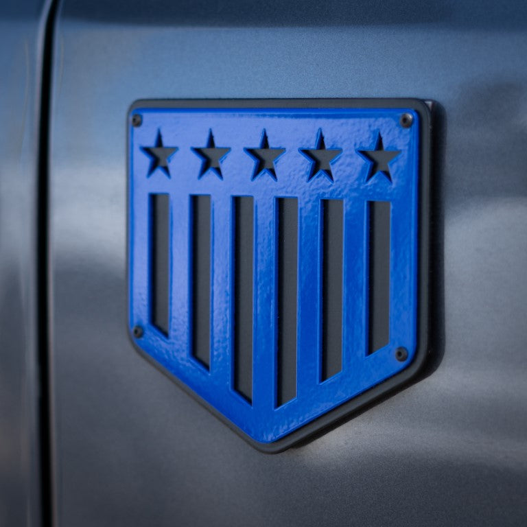 American Flag Bronco® Emblem (Pair) - Powder Coated Aluminum - Fully Customizable - Fits Bronco® Big Bend®
