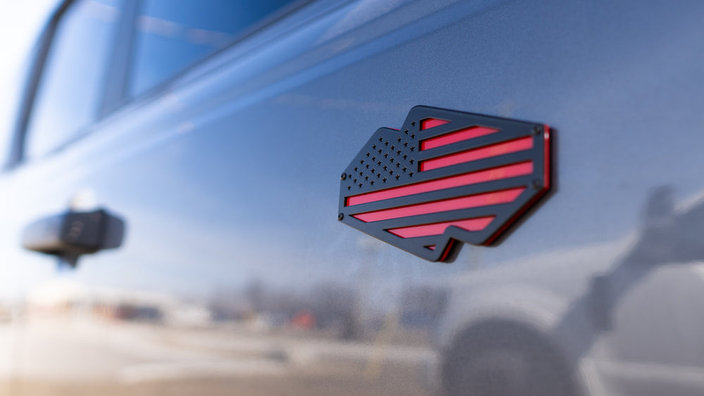 American Flag Bronco® Emblem (Pair) - Powder Coated Aluminum - Fully Customizable - Fits Bronco® Wildtrak®