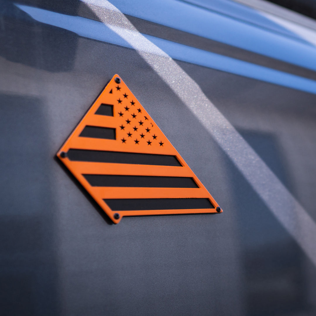 American Flag Bronco® Emblem (Pair) - Powder Coated Aluminum - Fully Customizable - Fits Bronco® Black Diamond®