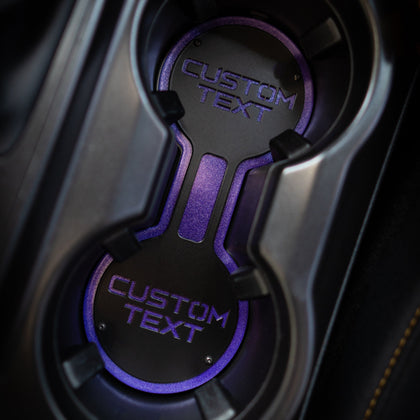 Custom Text Cupholder Insert - Fits 2021+ Bronco® - Powder Coated Aluminum - Fully Customizable