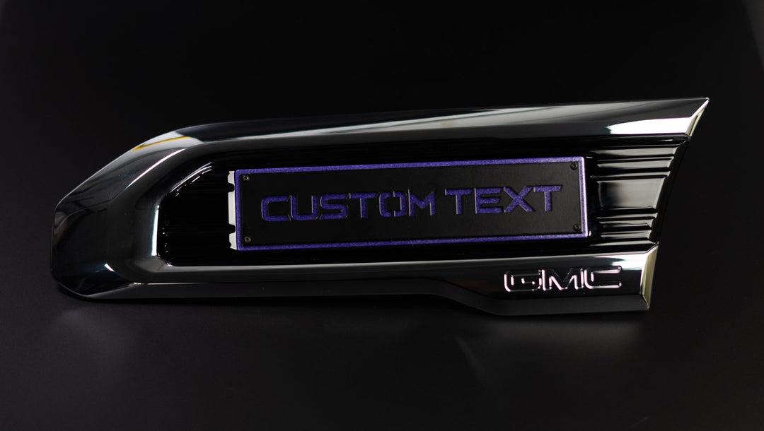 Custom Text Emblem Inserts - Pair - Fits 2020-2024 GMC® Sierra® 2500, 3500 HD