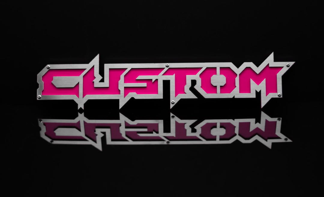 Custom Text Emblem - Aggressive Font - Solid Powder Coated Billet Aluminum