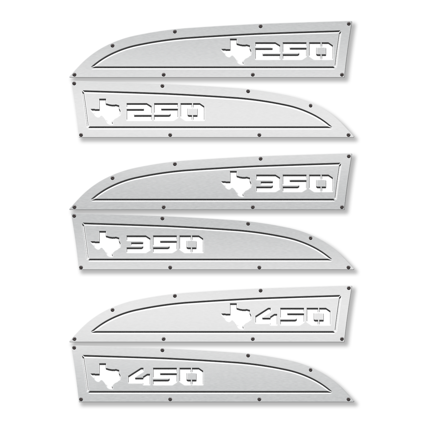 Texas 250, 350 or 450 11-16 Ford® Super Duty® Fender Badge Replacements - Fully Customizable, LED and Non-LED