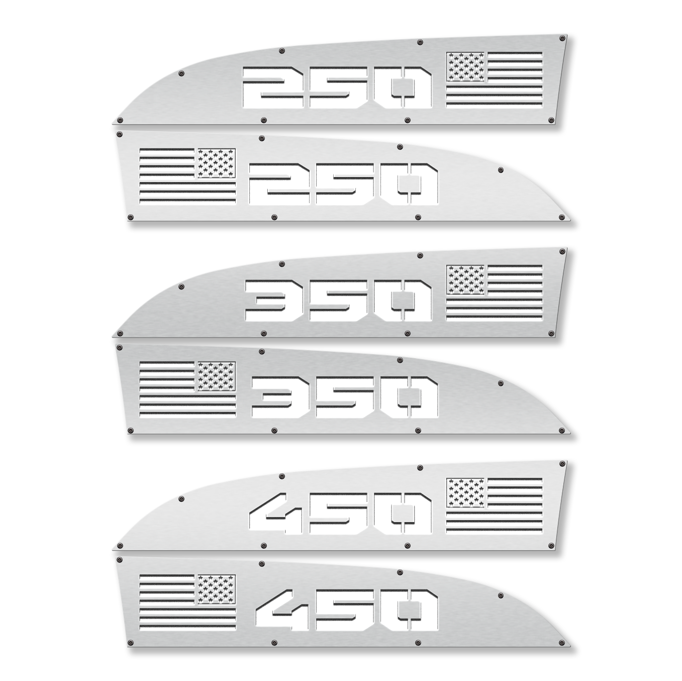 American Flag 250, 350, or 450 11-16 Ford® Super Duty® Fender Badge Replacements - Fully Customizable, LED and Non-LED