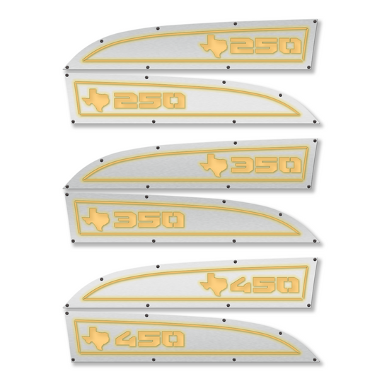 Reemplazos de insignias para guardabarros Ford® Super Duty® 250, 350 o 450 de Texas 11-16: totalmente personalizables, con LED y sin LED