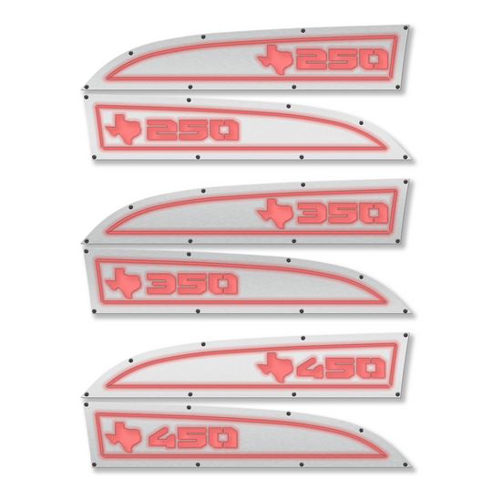 Reemplazos de insignias para guardabarros Ford® Super Duty® 250, 350 o 450 de Texas 11-16: totalmente personalizables, con LED y sin LED