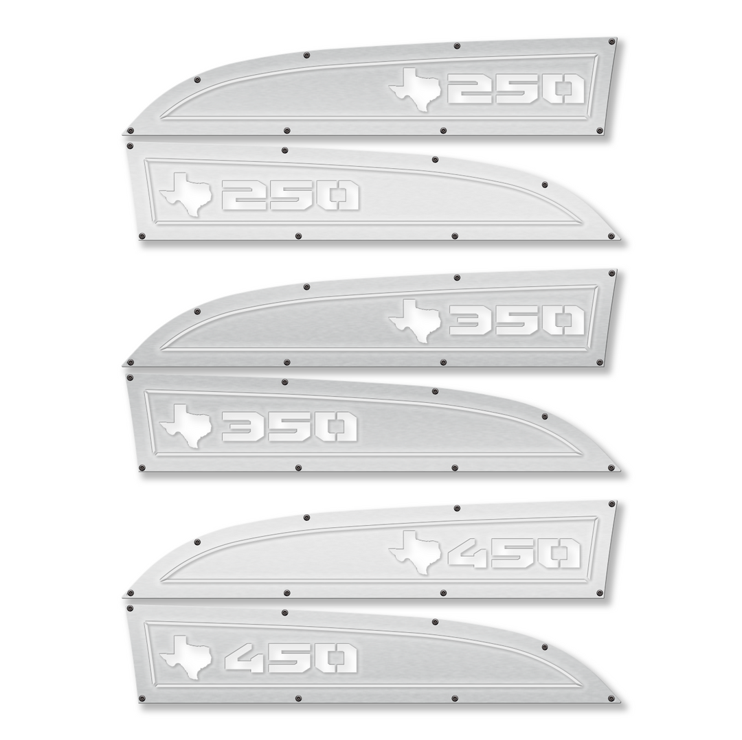 Texas 250, 350 or 450 11-16 Ford® Super Duty® Fender Badge Replacements - Fully Customizable, LED and Non-LED