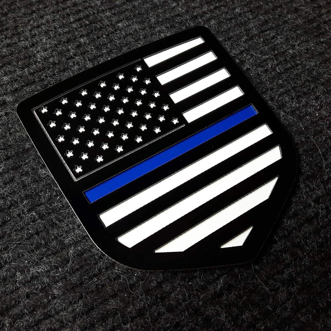 American Flag Tailgate Emblem Blue Line