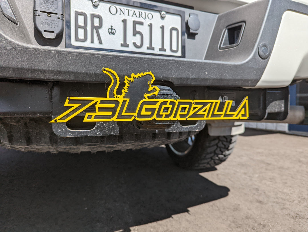 7.3L Godzilla Hitch Cover - Powder Coated Aluminum - Fully Customizable