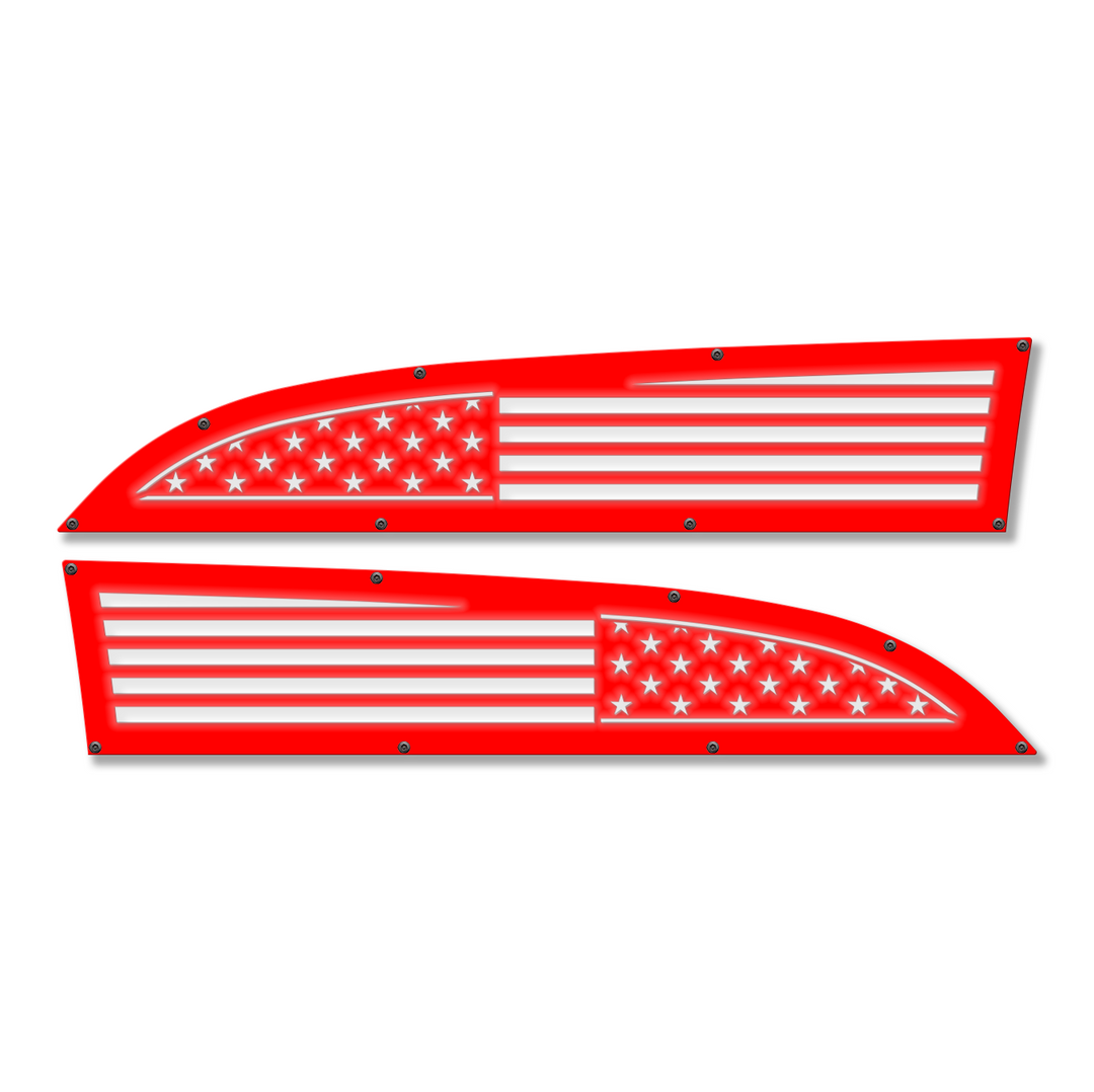 EE Emblems 1pc American Flag Auto Fender Emblem Sticker - 2.36" Matte Black 4x4 Badge For SUV Truck