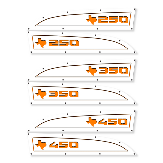 Remplacement des badges d'aile Ford® Super Duty® Texas 250, 350 ou 450 11-16 - Entièrement personnalisable, LED et non LED