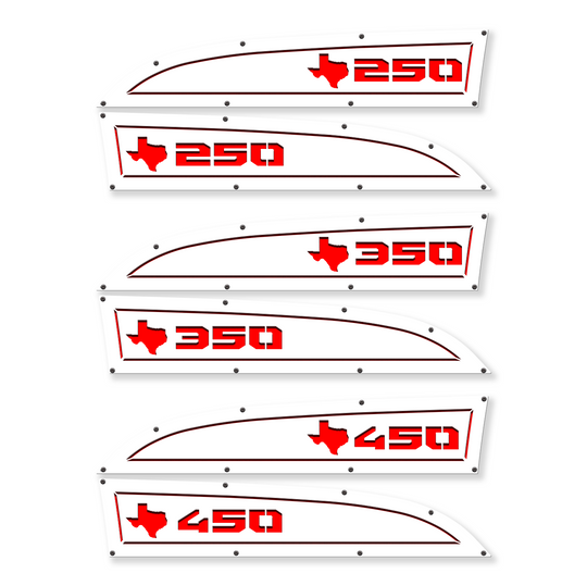 Reemplazos de insignias para guardabarros Ford® Super Duty® 250, 350 o 450 de Texas 11-16: totalmente personalizables, con LED y sin LED