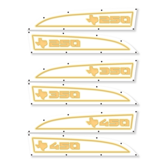 Reemplazos de insignias para guardabarros Ford® Super Duty® 250, 350 o 450 de Texas 11-16: totalmente personalizables, con LED y sin LED