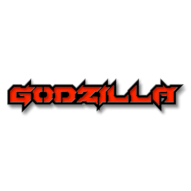 Godzilla Red Lettering Custom Godzilla Text Emblem - Powder Coated Aluminum - Choose Your Col ...