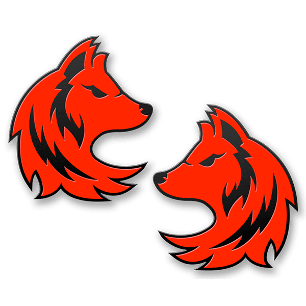Custom car emblem Red on black coyote emblem