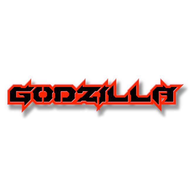 Godzilla Red Lettering Custom Godzilla Text Emblem - Powder Coated Aluminum - Choose Your Col