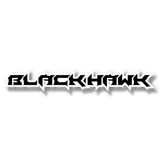 Custom Black Hawk Text Emblem - Powder Coated Aluminum - Choose Your Colors